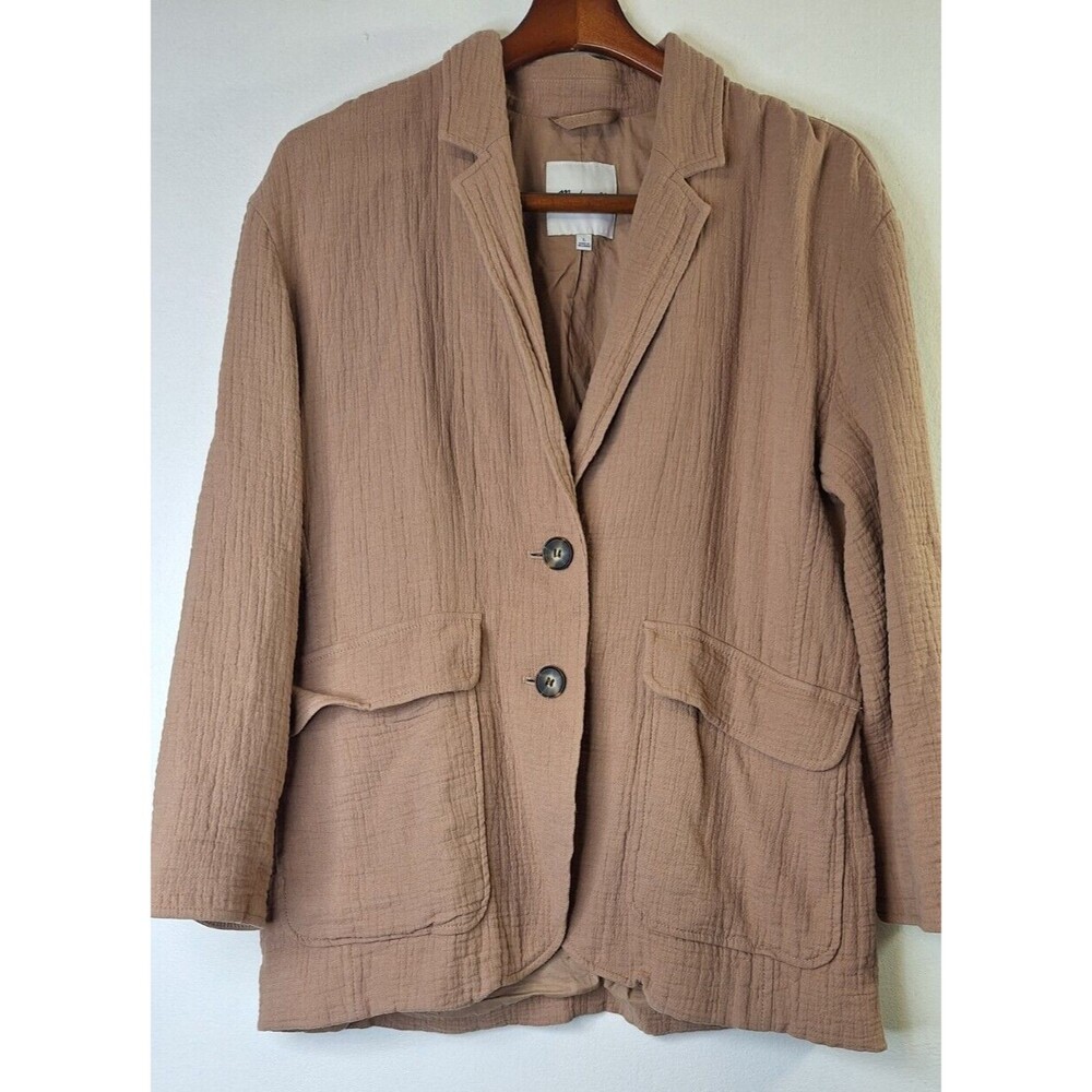 MADEWELL Cotton Linen‎ Relaxed LARSEN BLAZER Sz L Casual Travel Workwear Coastal
